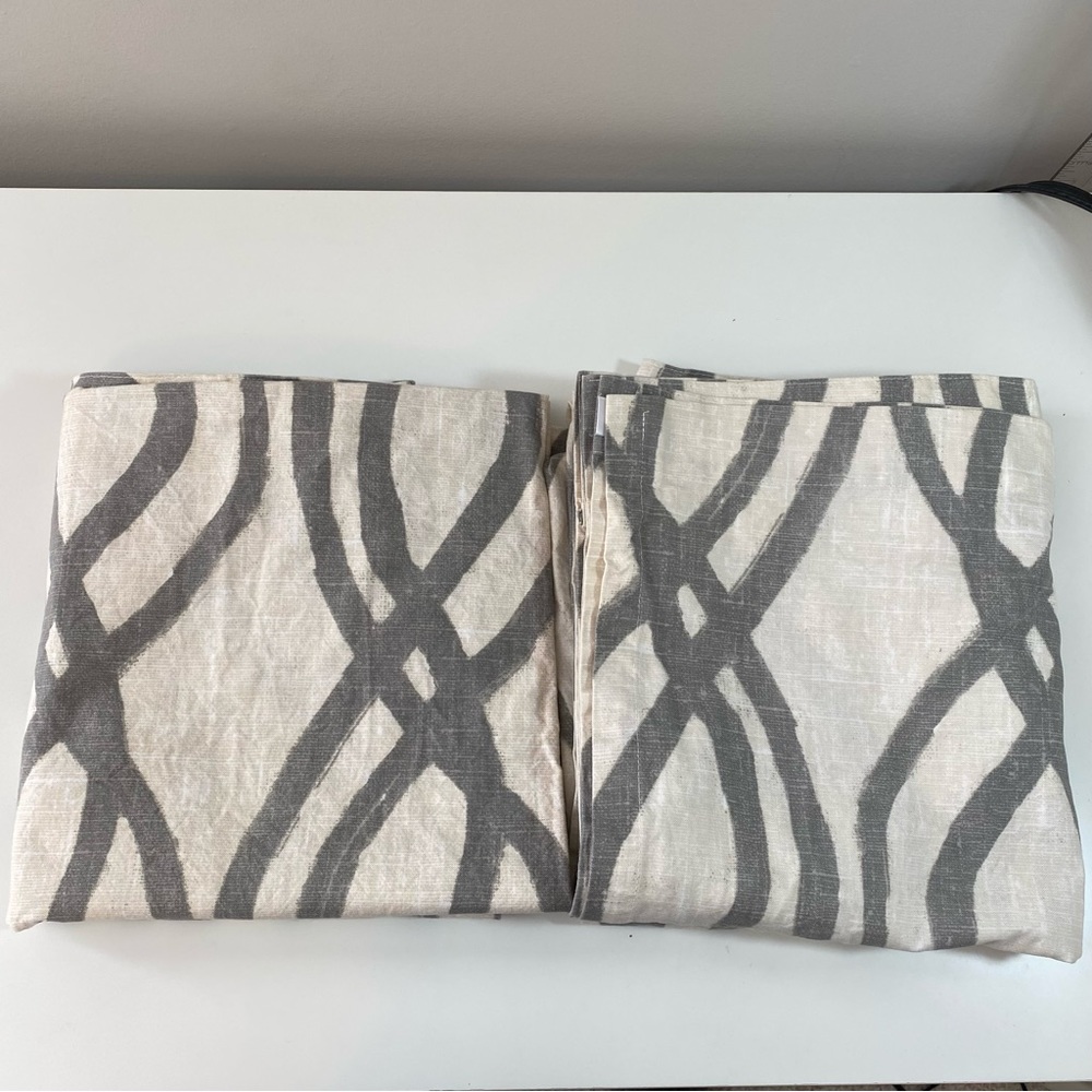 West Elm Cotton Canvas Scribble Curtains, set of 2 in gray